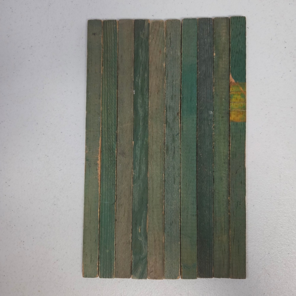 Vintage Lincoln Logs Green 12 Inch Wood Roof Slats Replacement Parts Set of 11